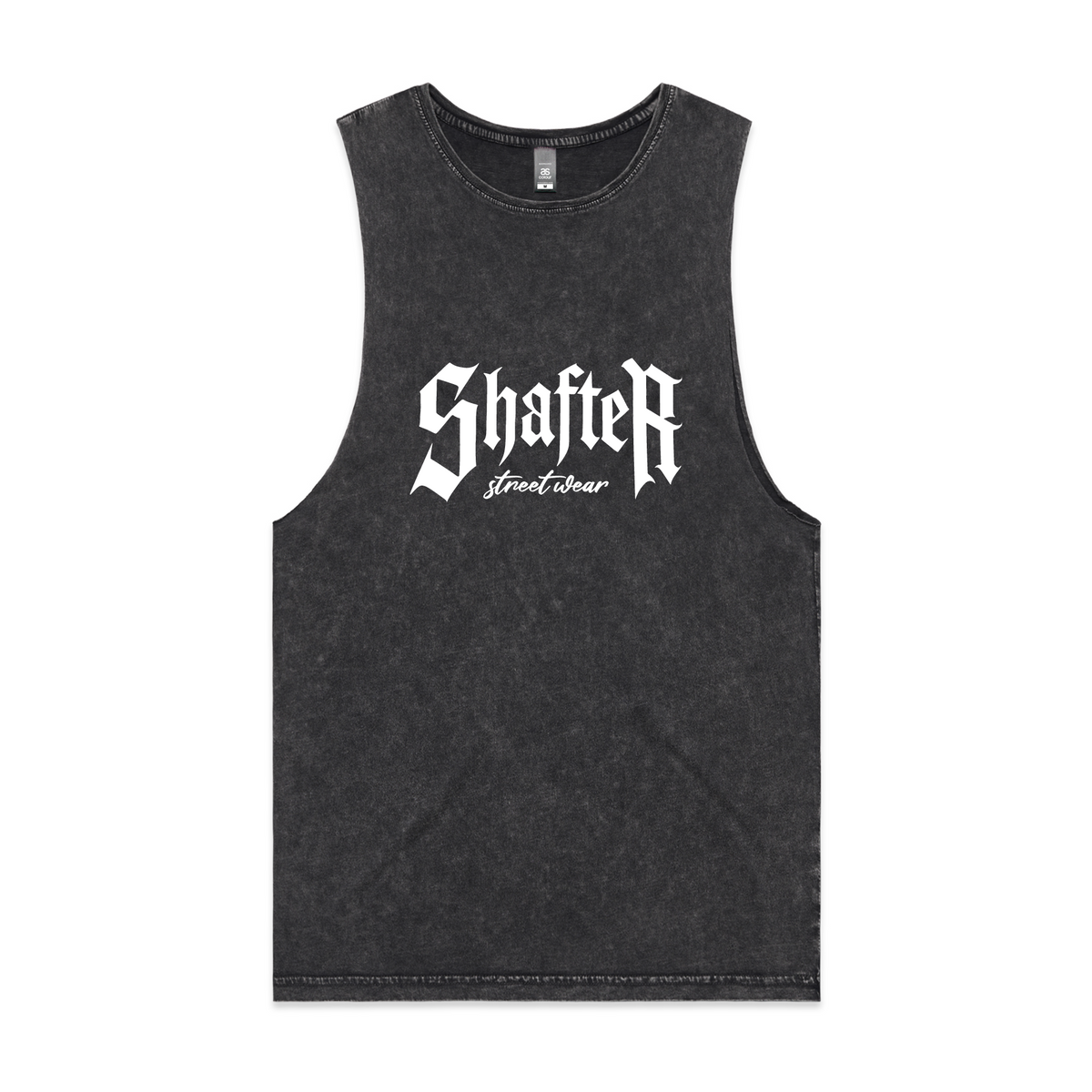 Shafter Street Wear Black Stonewash Muscle Tank - Embroidered